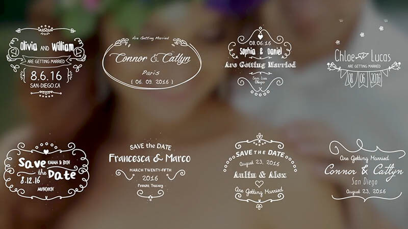FCPX插件：手绘线条风格婚礼字幕标题动画预设8个