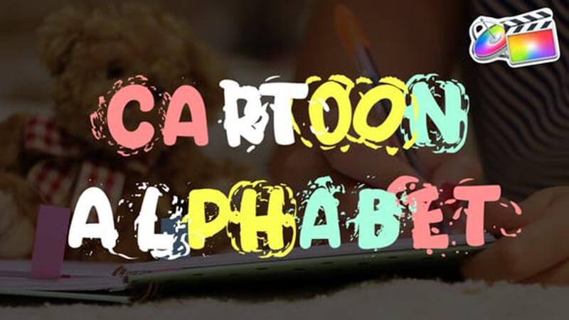 FCPX插件Cartoon Alphabet卡通字幕数字符号元素动画预设