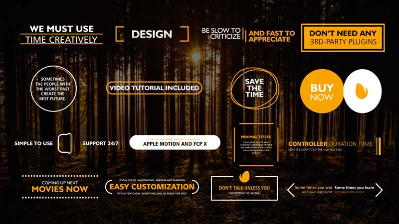 FCPX插件时尚现代文字标题字幕动画预设16个 + 使用教程