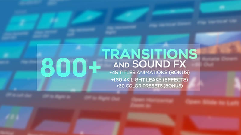 FCPX插件：803个缩放冲击滑动平移扭曲水墨转场炫光素材+音效素材