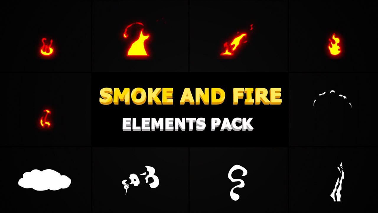 【免费下载】FCPX插件：5个卡通火焰 + 5个烟雾元素动画预设 Smoke And Fire Pack 支持4K