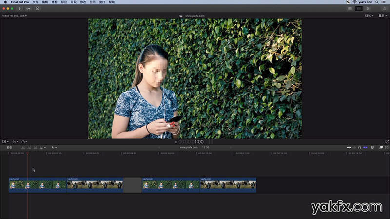Final Cut Pro X中文教程FCPX插件ProAnonymous画面局部模糊马赛克自动跟踪效果使用教程