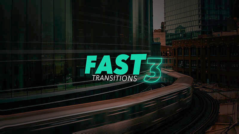 FCPX插件Fast Transitions 3缩放旋转故障扭曲转场预设50个