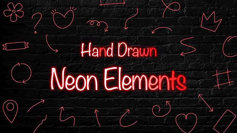 FCPX插件Hand Drawn Neon Elements手绘霓虹图形元素动画