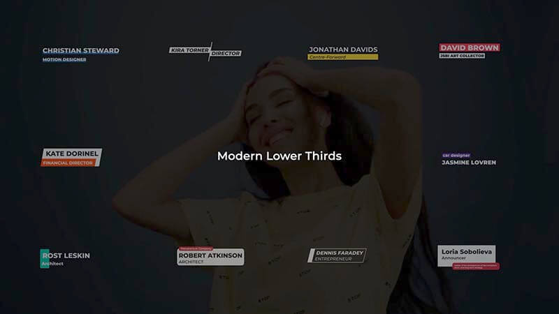 FCPX插件Modern Lower Thirds现代下三分之一人名条动画预设