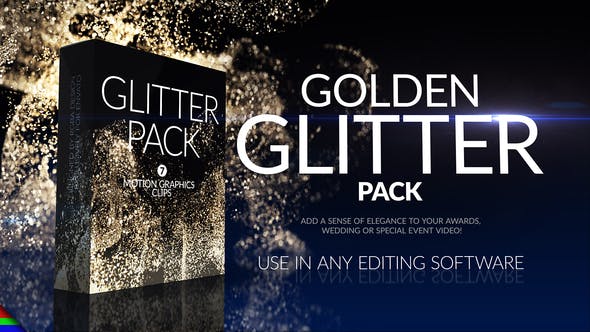 视频素材-7组华丽闪光金色粉尘粒子Golden Glitter Pack