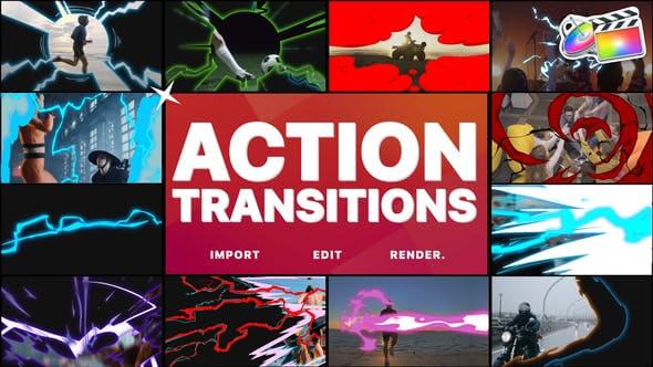 FCPX插件Action Transitions卡通元素动画转场预设12个