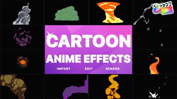 FCPX插件Cartoon Anime Effects Pack卡通元素动画预设