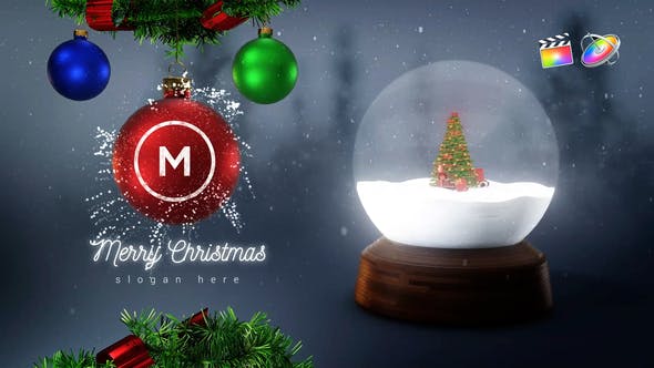 FCPX插件Christmas Unique Logo Reveal圣诞节风格LOGO动画演绎模板
