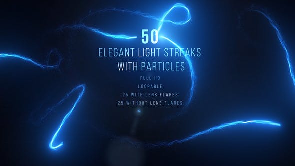 视频素材-50个发光粒子拖尾动画Elegant Light Streaks Particles