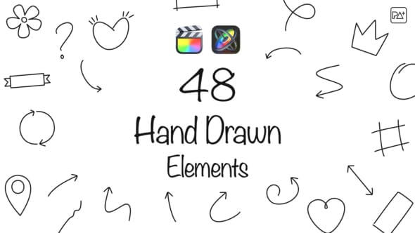 FCPX插件Hand Drawn Elements手绘箭头涂鸦图形元素动画预设