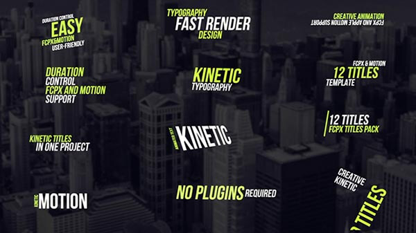 FCPX插件Kinetic Animated Text动感弹性动画字幕标题预设