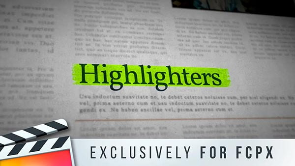 FCPX插件Highlighters圆圈方框箭头划线标注文字高亮显示动画预设33个