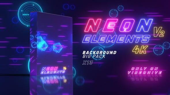 4K霓虹灯图形动画循环背景素材neon background pack