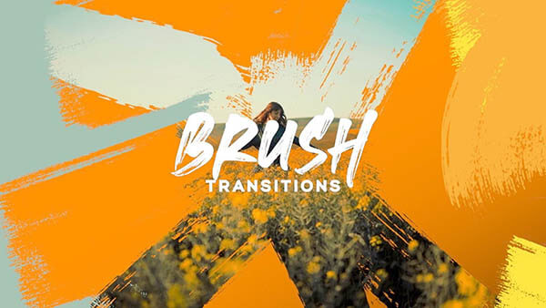 FCPX插件Brush Transitions文字颜色笔刷转场抹擦过渡预设50个