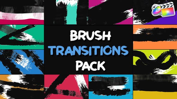 FCPX插件Brush Transition Pack笔刷擦除过渡转场预设23个