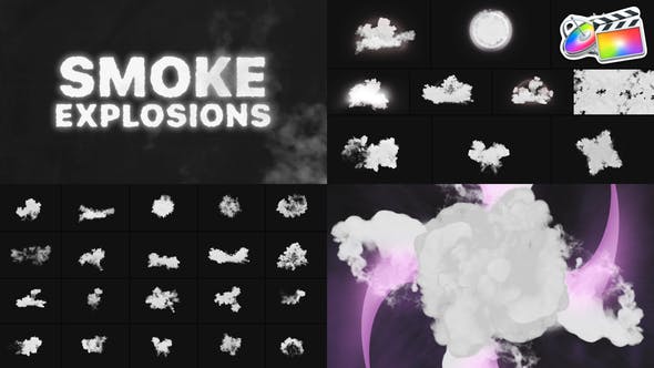 FCPX插件Smoke Explosions烟雾爆炸动画效果预设30个
