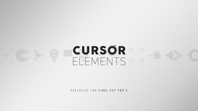 FCPX插件Cursor Elements指针光标箭头目标地点元素标记文字动画预设100个