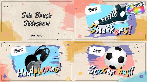 FCPX插件Sale Brush Slideshow产品展示笔刷图文动画模板预设