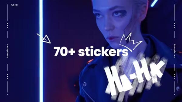 FCPX插件Animated Stickers Pack手绘卡通涂鸦图形贴纸元素动画预设70个