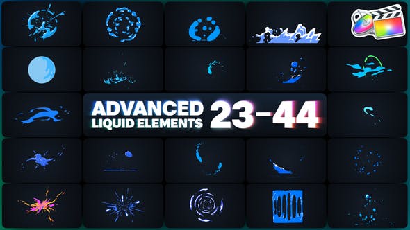 FCPX插件Advanced Liquid Elements卡通丝滑动漫流体液体元素动画预设70个