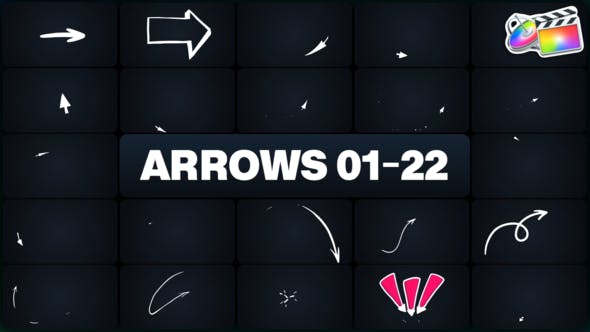 FCPX插件Arrows二维卡通箭头元素动画预设23个