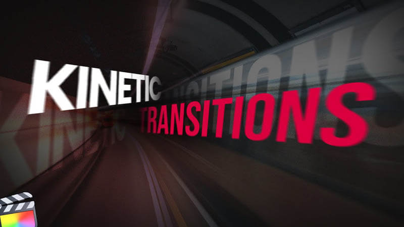 FCPX插件Kinetic Transitions缩放旋转平移透视文字转场预设50个