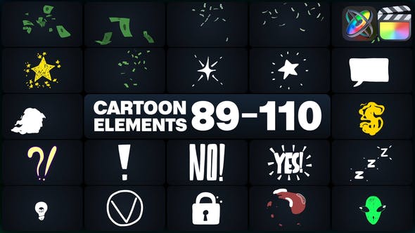 FCPX插件Cartoon Elements卡通小元素动画预设22个