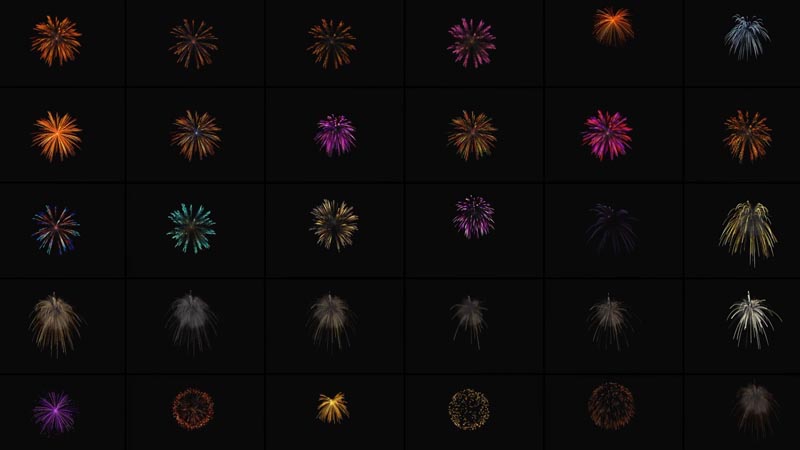 FCPX插件Fireworks节日气氛渲染烟花效果动画预设30个