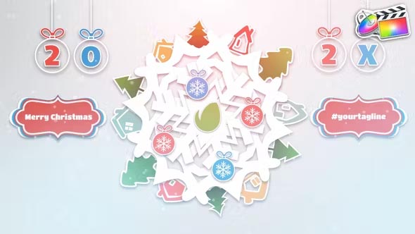 FCPX插件Paper Christmas纸片风格动画圣诞节主题模板