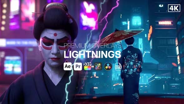 AE/PR/FCPX视频素材Overlays Lightnings高清闪电效果叠加素材