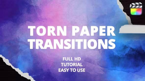 FCPX插件Torn Paper Transitions撕纸过渡视频转场预设12个
