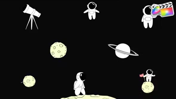 FCPX插件Cartoon Space Animations手绘风格卡通太空元素动画预设