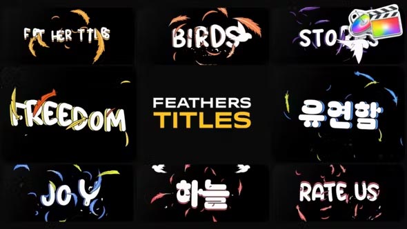 FCPX插件Feathers Titles手绘元素动画叠加字幕标题预设