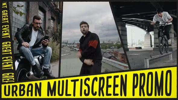 FCPX插件Urban Multiscreen Promo都市流行风格多画面分屏效果模板