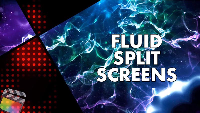 FCPX插件Fluid Split Screens丝滑弹跳偏移动效视频分屏拼贴效果预设56个