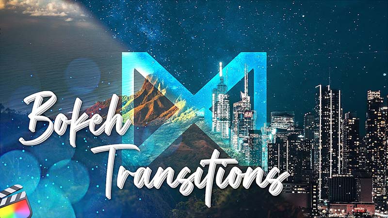 FCPX插件Bokeh Transitions优雅漂亮唯美粒子光斑散景转场预设40个