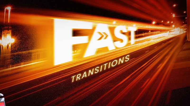 FCPX插件Fast Transitions缩放滑动旋转透视变形失真转场预设50个